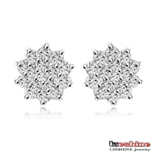 Silver Plated Cubic Zirconia Stud Earrings (CER0203-B)